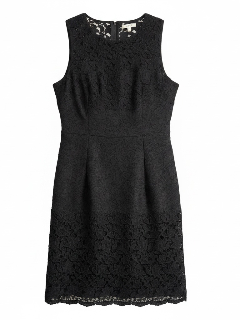 White House Black Market Black Sleeveless Lace Midi Dress